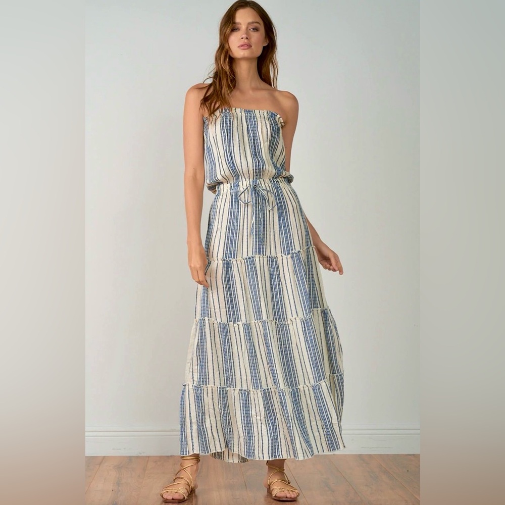 Elan Blue and White Striped Sleeveless Maxi Dress. Size S* - Picture 5 of 10